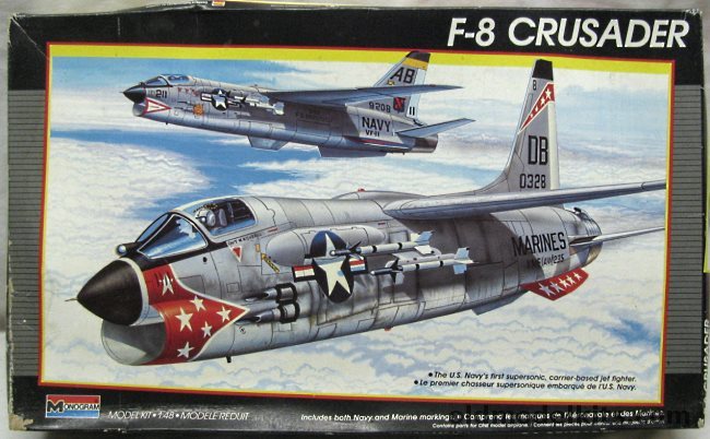 Monogram 1/48 F-8 (F8U) Crusader - US Marines VMF(AW)-235 or Navy VF-11 USS Roosevelt, 5826 plastic model kit